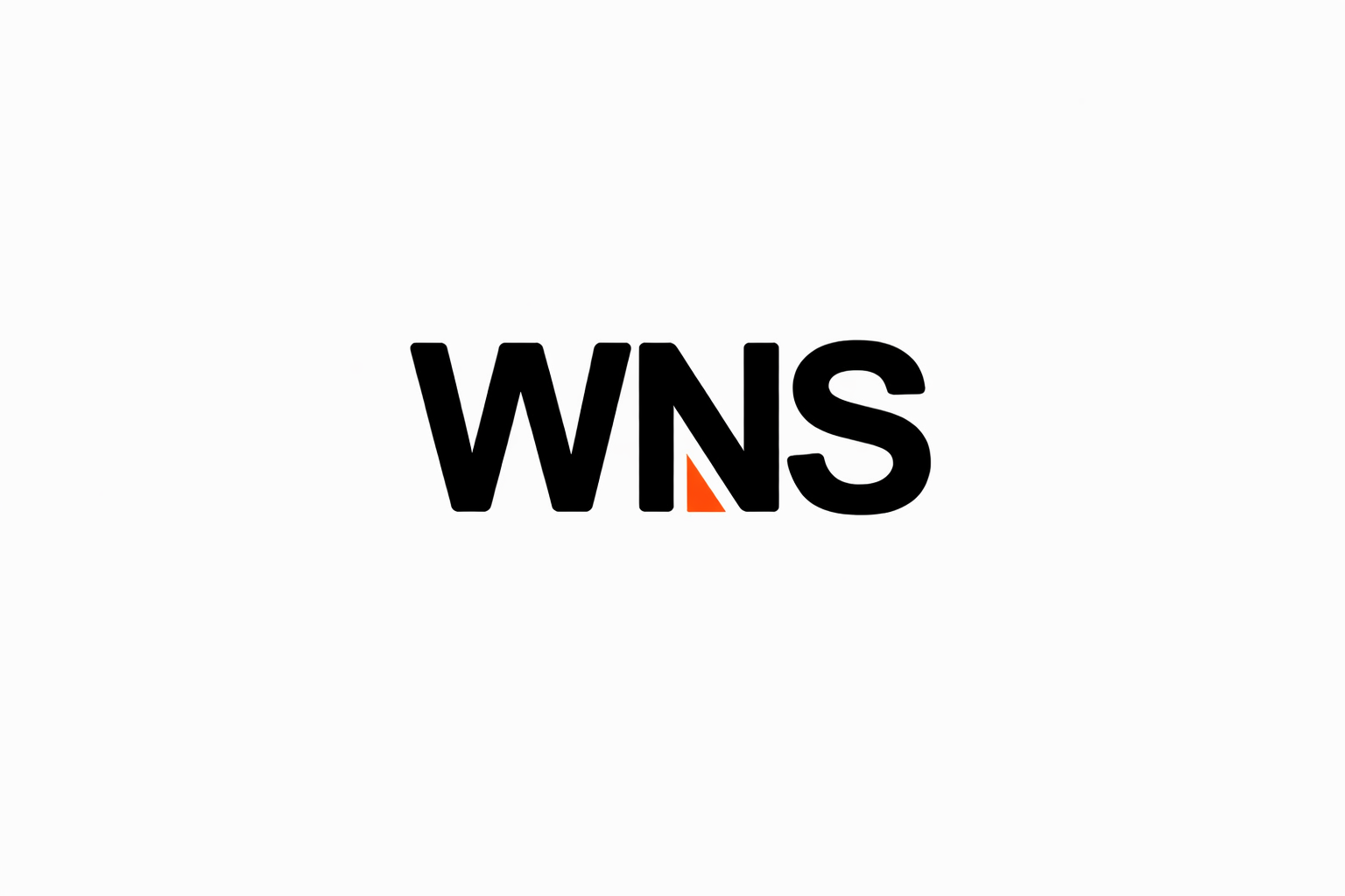 WNS logo: bold black letters with a small orange triangle between the N and S on a white background.