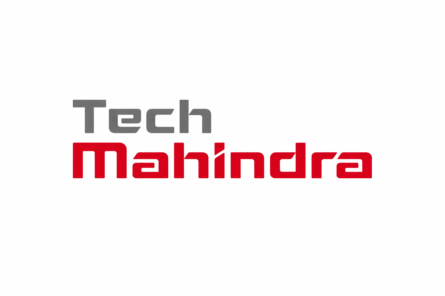 Tech Mahindra logo: gray 'Tech' above red 'Mahindra' on white background.