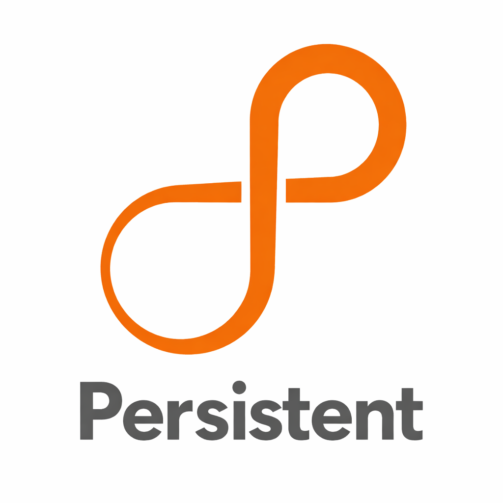 Persistent logo: an orange intertwined loop icon above the gray word 'Persistent'.
